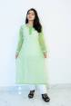 Buy Hand Embroidered Lucknowi Chikan Light Green Georgette Kurti