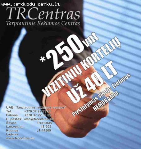 250 vizitinių kortelių už 40 Lt. + PVM