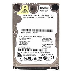 Western Digital WD 160Gb sata HDD 2.5 Laptop kietasis diskas
