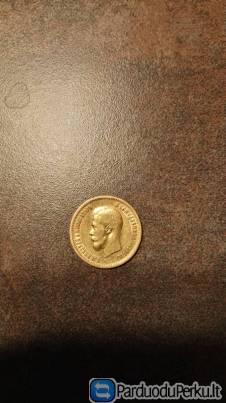 Auksinė Rusijos caro Nikolajaus II 10 rublių moneta