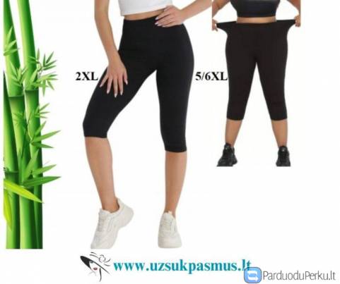 Bambukinės tamprės moterims 3/4 ilgio, nuo 2XL iki 5/6XL