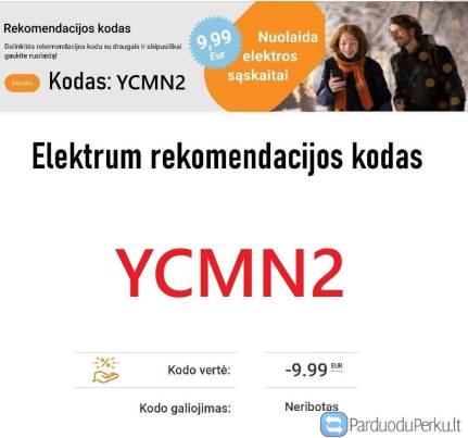 Elektrum nuolaidos kodas pirmai sąskaitai -9,99 eur: YCMN2