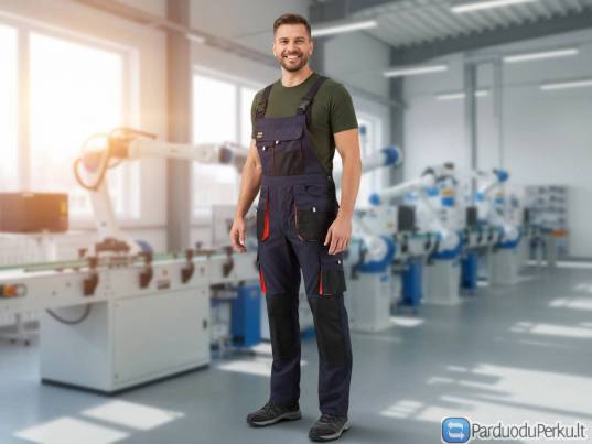 Foreco darbo kelnės - pilkos su petnešomis