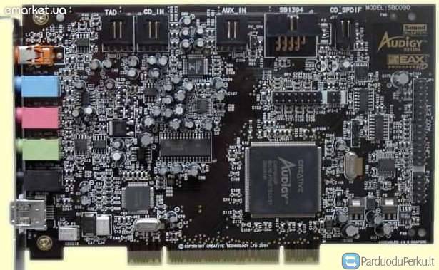 PARDUOTAGarso plokštė Sound Blaster Audigy EAX Advanced HD SB1394 FireWire 5.1 PCI SB0090 Kaune 5 eu