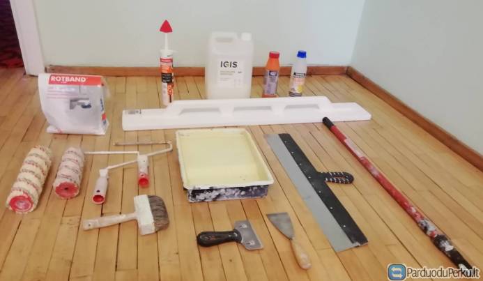 Įrankiai ir medžiagos buto remontui
