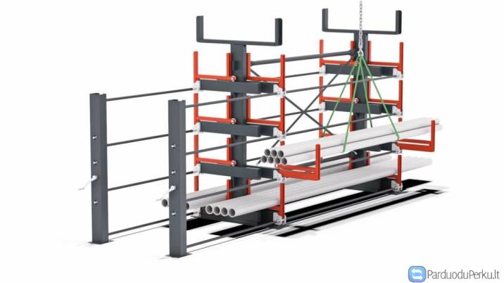 Išvažiuojami konsoliniai stelažai (Roll-Out) ilgiems kroviniams