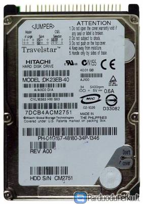 Laptopų kietieji diskai (Ide ) 40 Gb/80 Gb/ Kaune