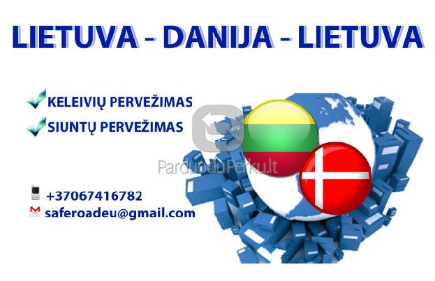 Lietuva-Danija-Lietuva  keleiviu, siuntiniu pervezimas