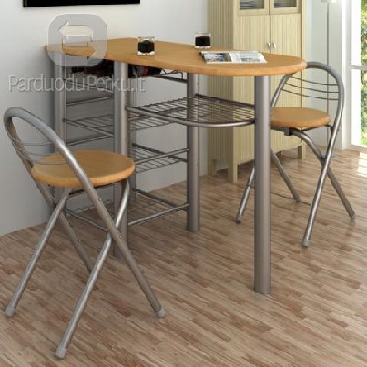 Naujas Virtuvės baras - stalas ir dvi kėdės