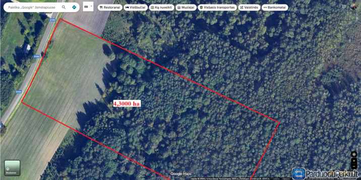 Parduodamas 4,3000 ha žemės sklypas