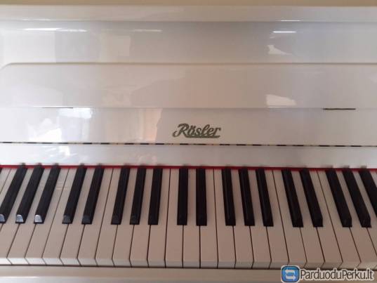 Parduodamas baltas pianinas Rosler, 3 pedalai