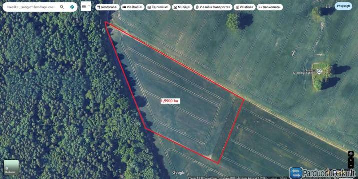 Parduodamas labai geroje vietoje 1,5900 ha žemės sklypas