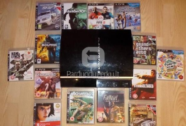 Parduodu Sony PlayStation 3 PS3 80 gb su visais priedais