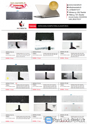 PIGIAUSIAI. TOSHIBA nešiojamų kompiuterių klaviatūros nuo 11 eurų