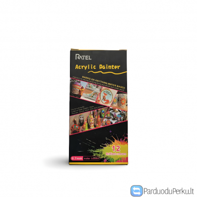 Ratel Acrylic Painter 12 Spalvų Rinkinys – Kūryba ant Bet Kokio Paviršiaus!
