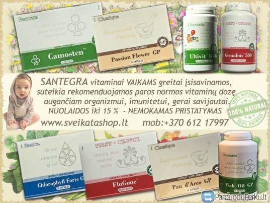 SANTEGRA natūralūs vitaminai VAIKAMS – NUOLAIDOS iki 15 %