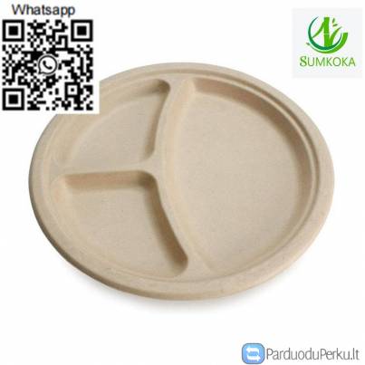 Take away plate disposable round sugarcane plate