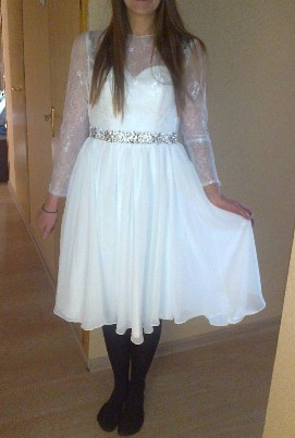 balta suknelė, tiks vestuvėms, komunijai, ar gėlių mergaitei