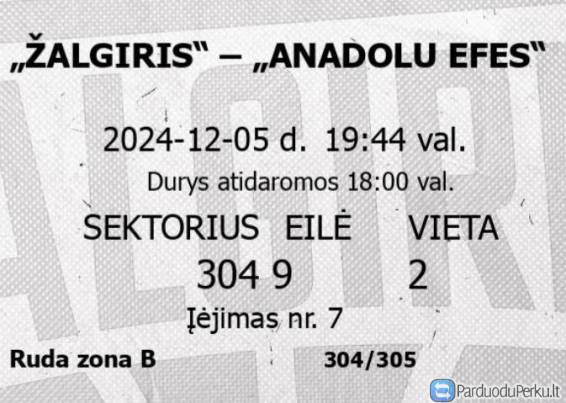 Žalgiris Zalgiris Anadolu Efes bilietai geros vietos gruodžio 5 diena